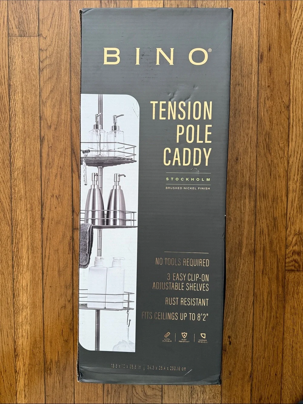 BINO Tension Pole Caddy in Brushed Nickel